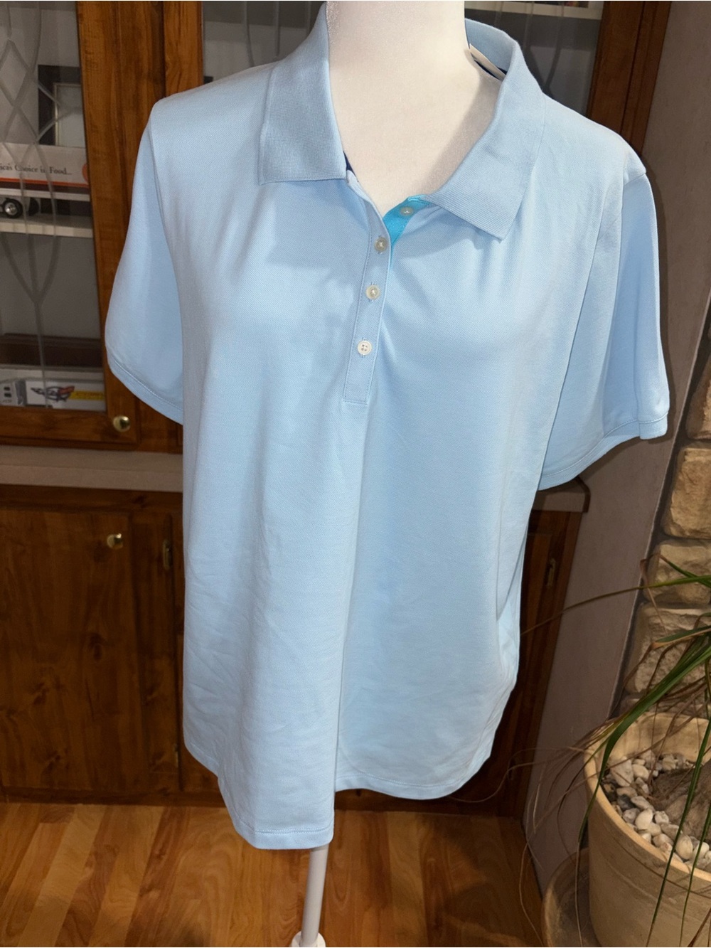 J.Crew size xxl woman’s light blue loose fit short sleeve pique polo NWT